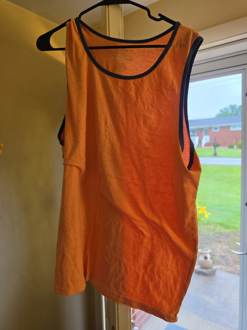 Urban Pipeline Men's Orange Tank Black Contrast Trim Round Neck XL